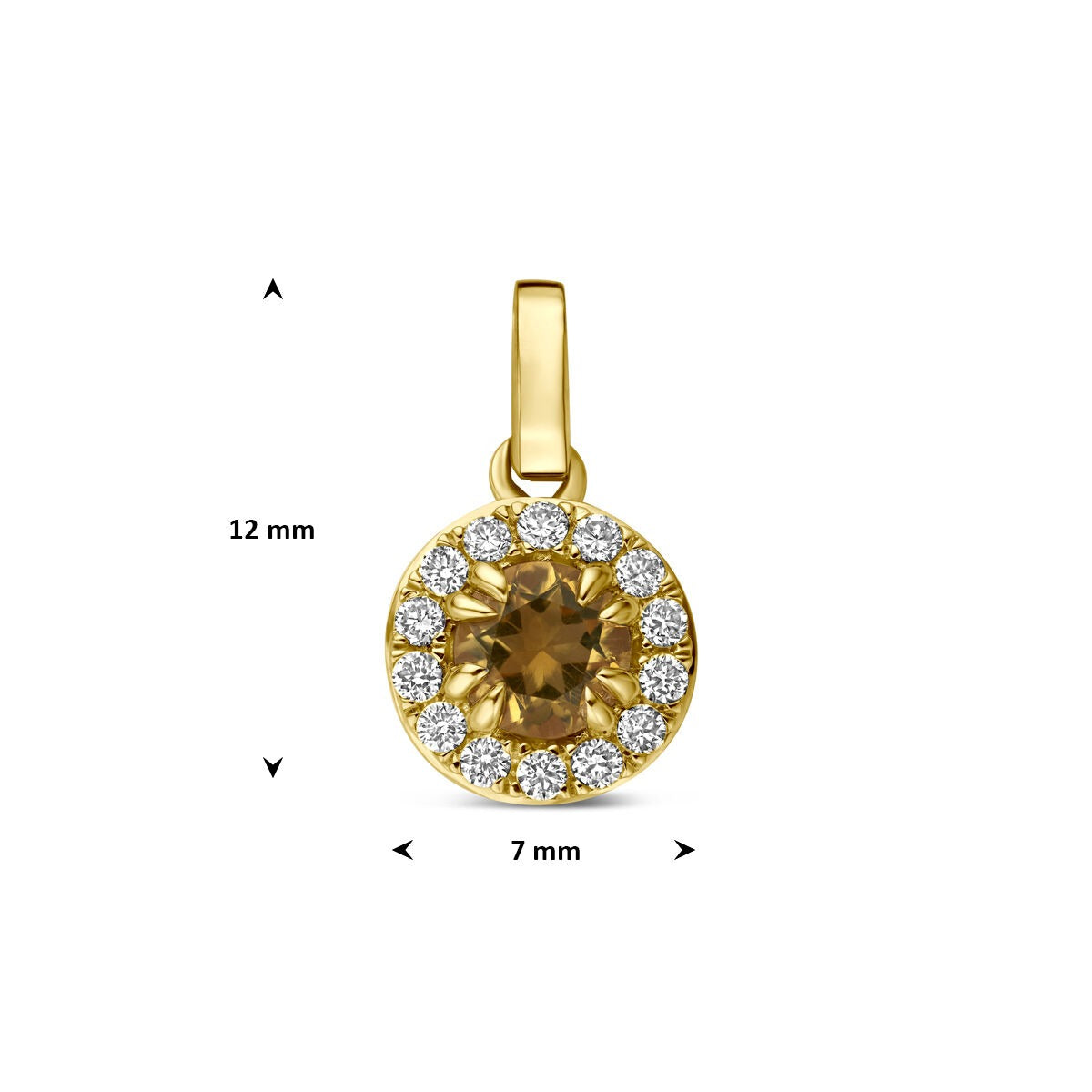 Ciondolo in oro giallo 14k con citrino e diamante lab grown