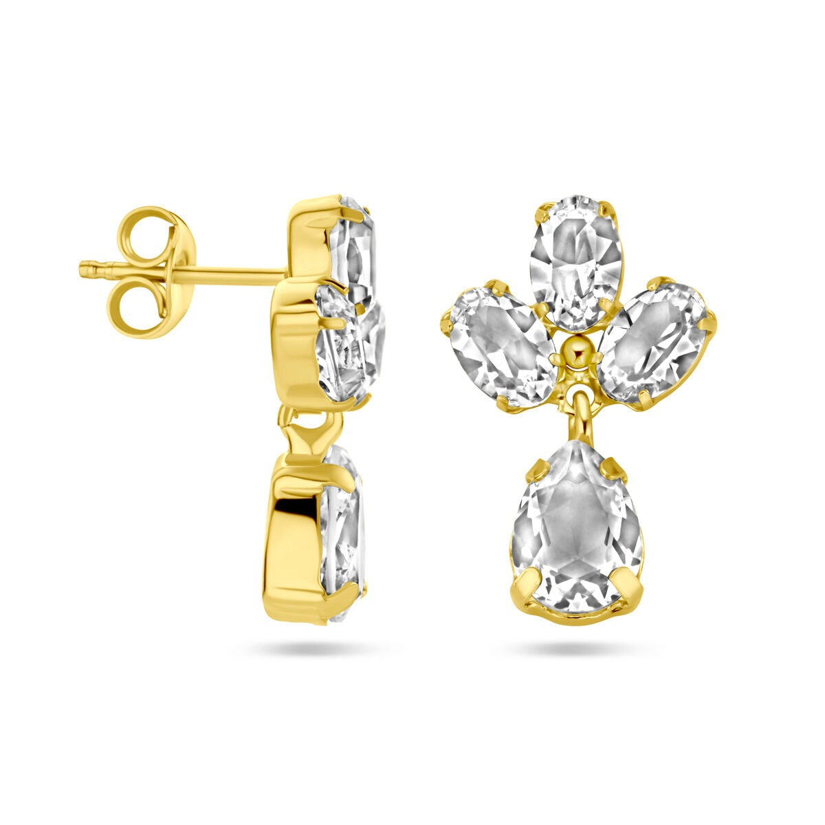 Orecchini pendenti placcati in argento con cristallo Swarovski – oro giallo su argento 925