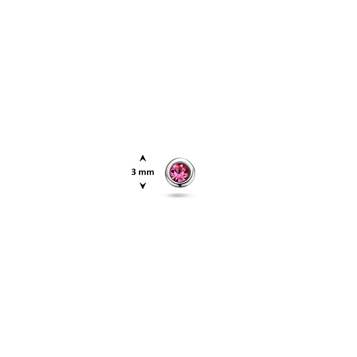 Piercing Flat Back in Argento Rodiato con Strass Rosa