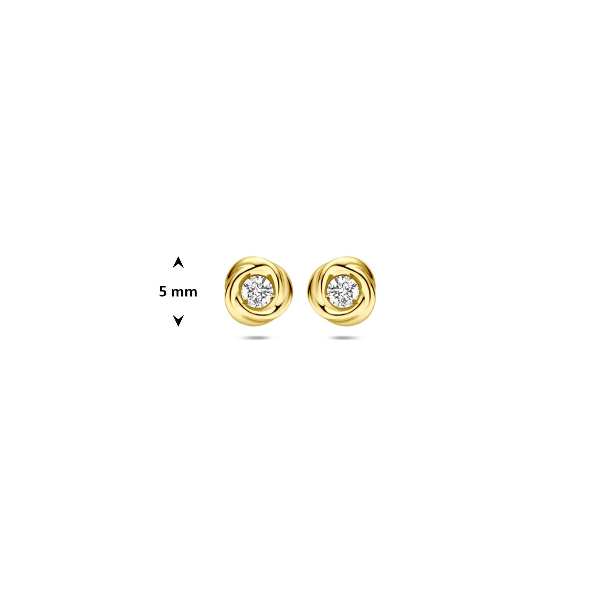 Orecchini a bottone in oro giallo 14k con diamante lab grown