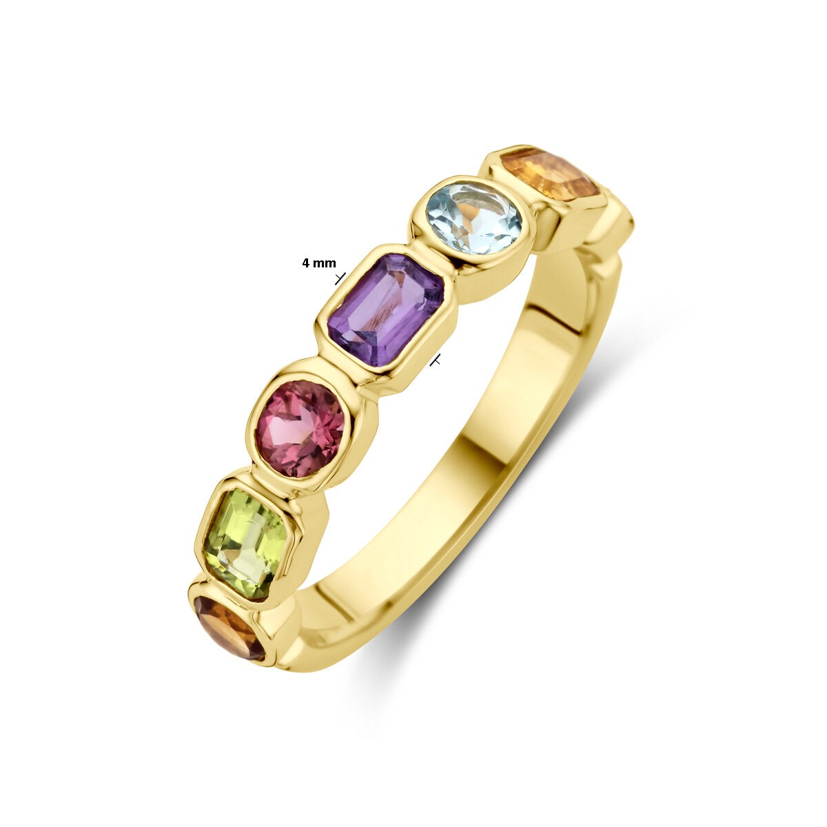 Anello da donna in oro – 14k con ametista, topazio, citrino e peridoto