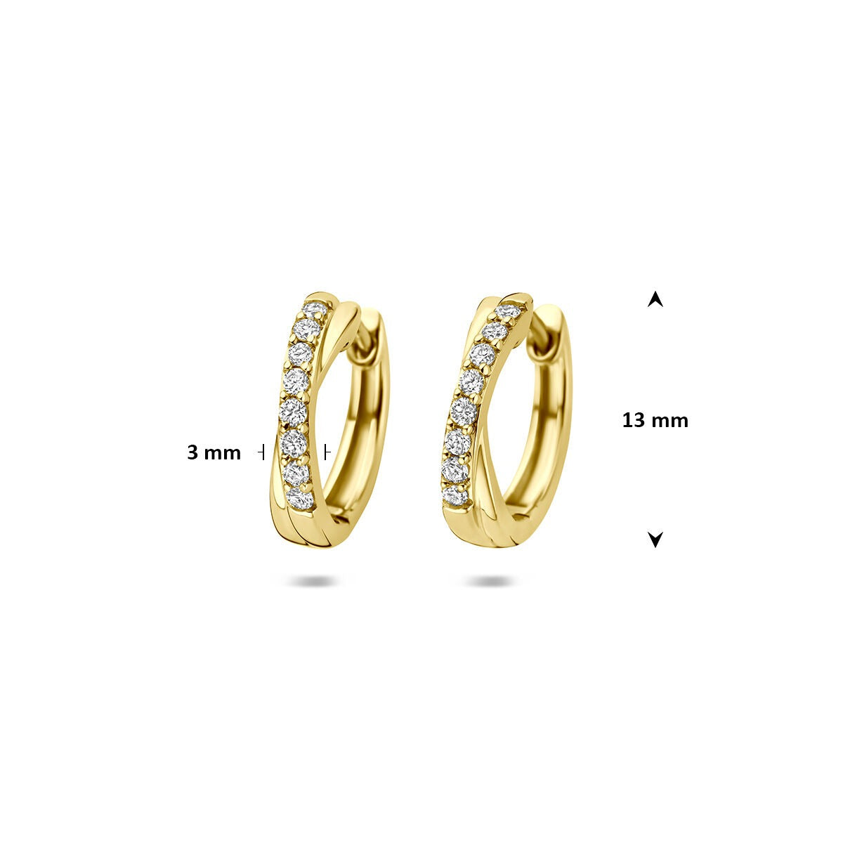 Orecchini a cerchio in oro giallo 14k con diamante lab grown 0,20 ct