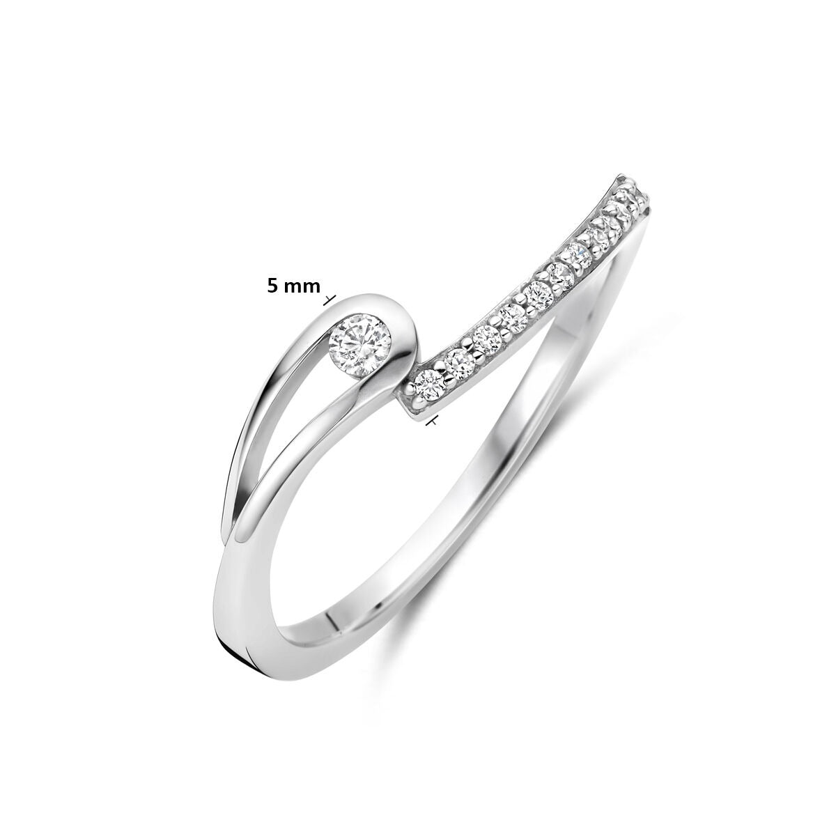 Anello da donna in argento con zircone – argento 925 rodiato, montatura entourage