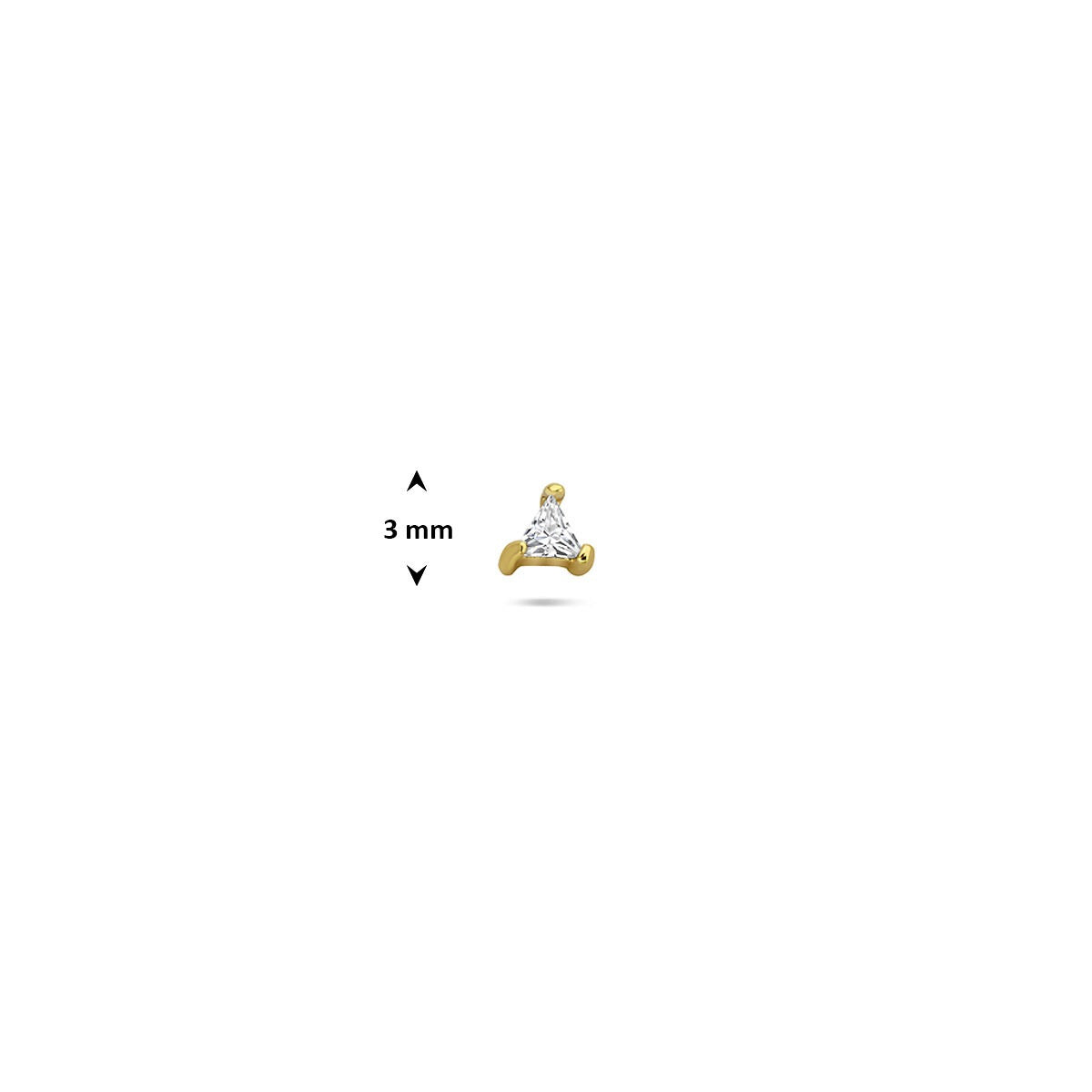Piercing flat back in argento 925 placcato con zirconia triangolare
