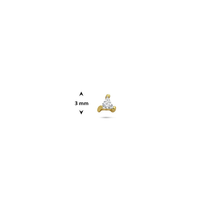 Verguld 925 zilveren flat back piercing met driehoekige zirkonia