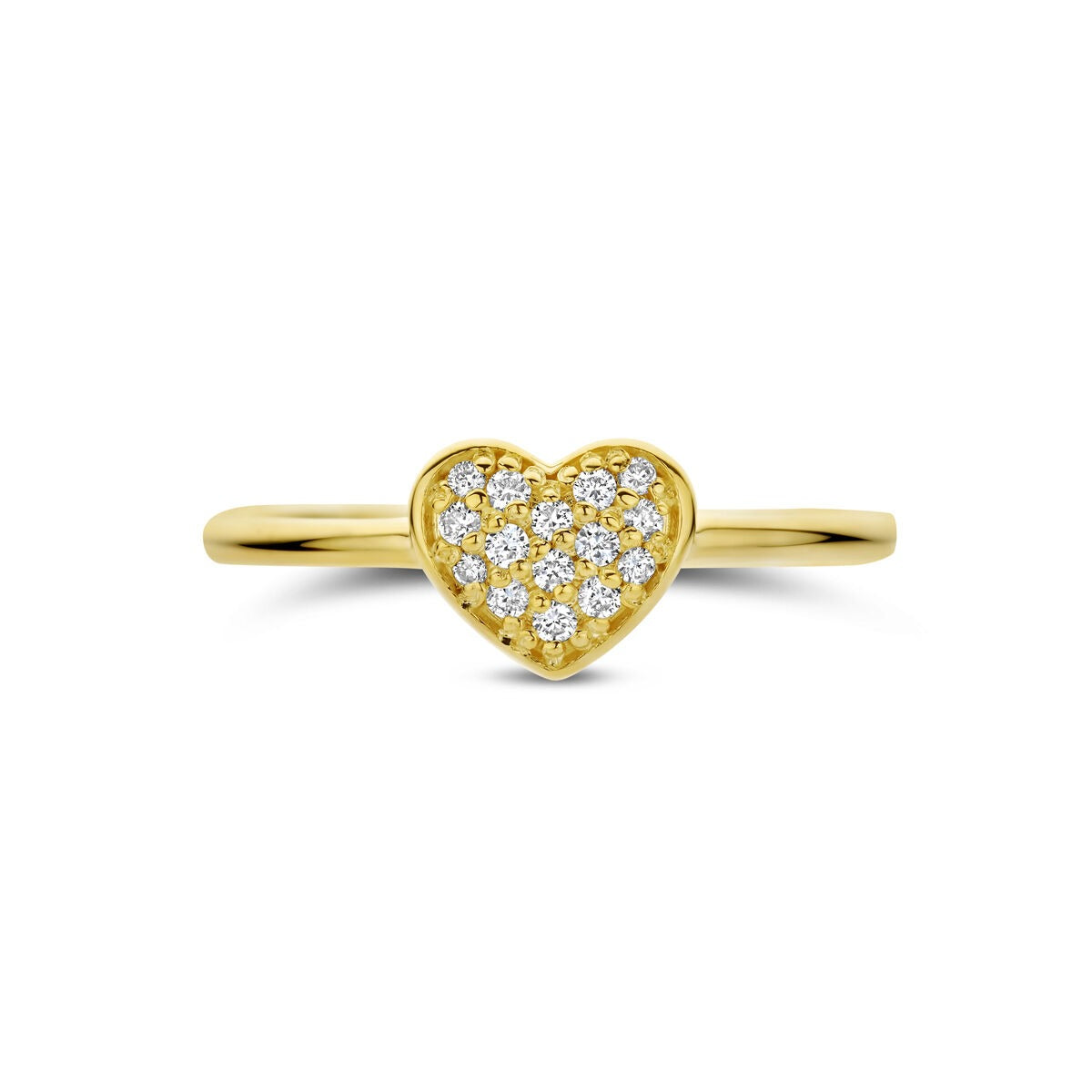 Anello da donna in oro giallo 14k a forma di cuore con diamante – 0,10 ct
