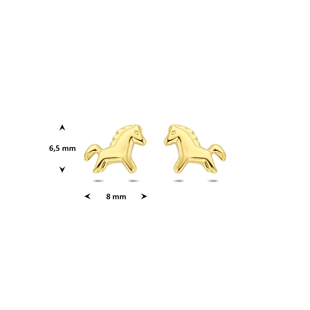 Orecchini a bottone in oro giallo 9k cavallo