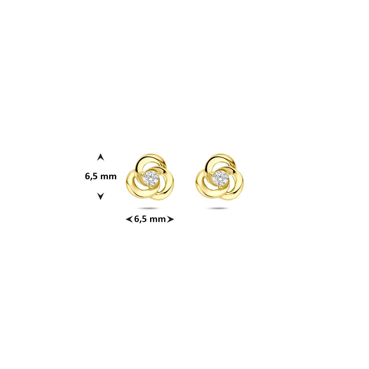 Orecchini a bottone in oro giallo con zircone – 14k, castone solitario