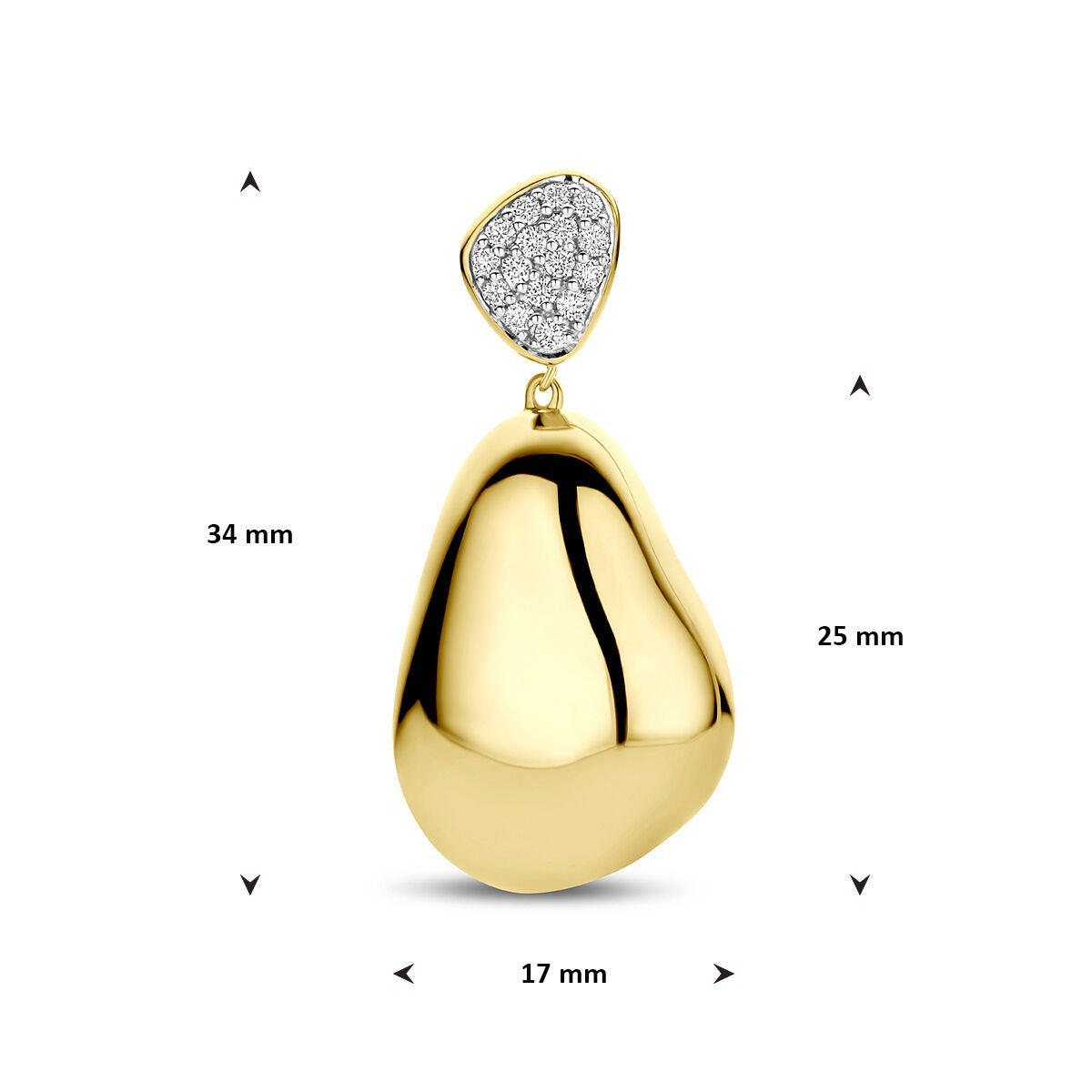 Ciondolo in oro con diamante – 14k oro giallo, pavé 0.20ct h si 34 mm