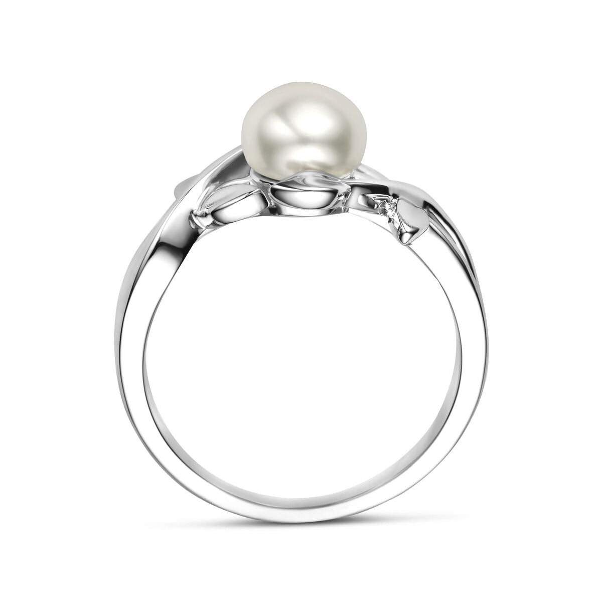 Anello in argento con perla – rodiato