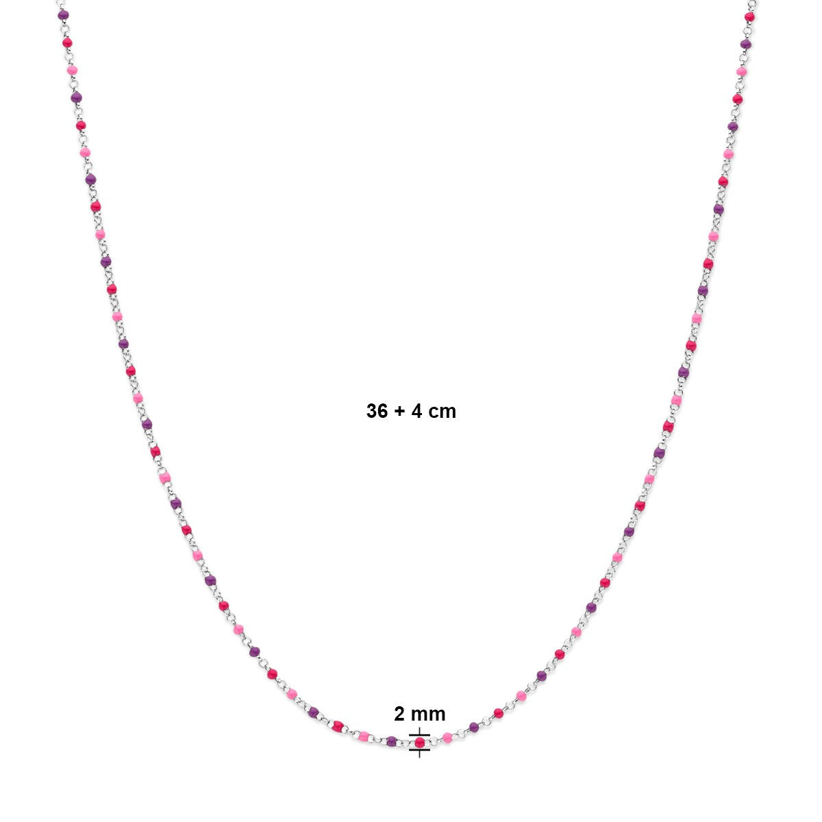 Collier per bambini in argento rodiato con sferette in smalto – 36-40cm