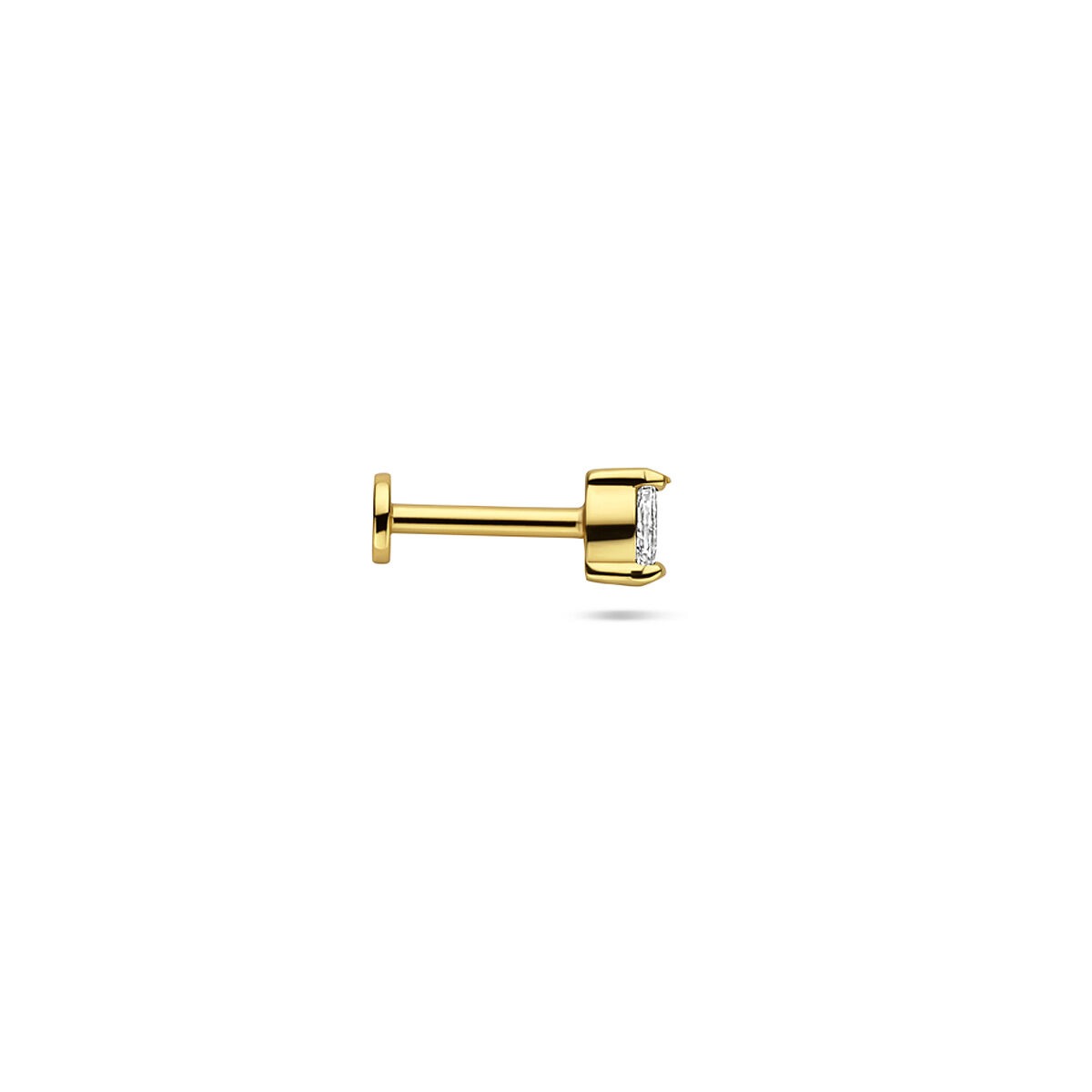 Piercing flat back in argento placcato con zirconia – lusso sottile con chiusura a vite