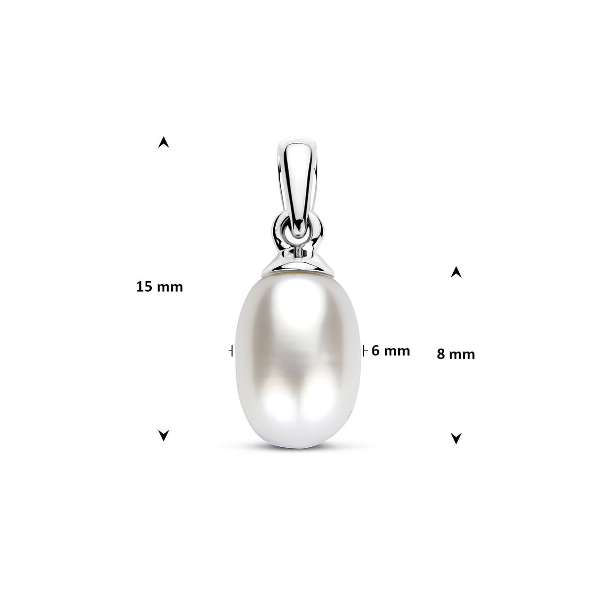 Ciondolo in oro bianco 14k con perla d'acqua dolce – ovale