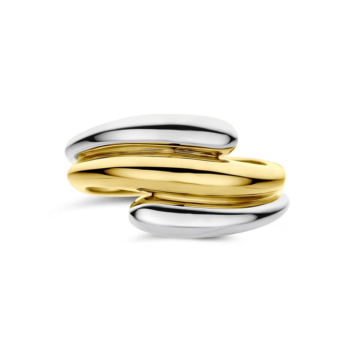 14k Bicolor geel- en witgouden ring