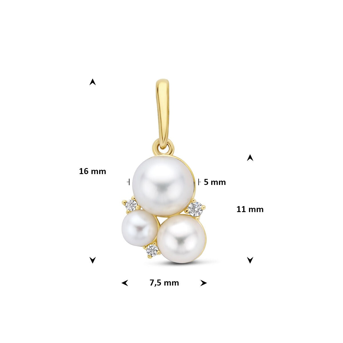 Ciondolo in oro giallo 14k con perla e zircone