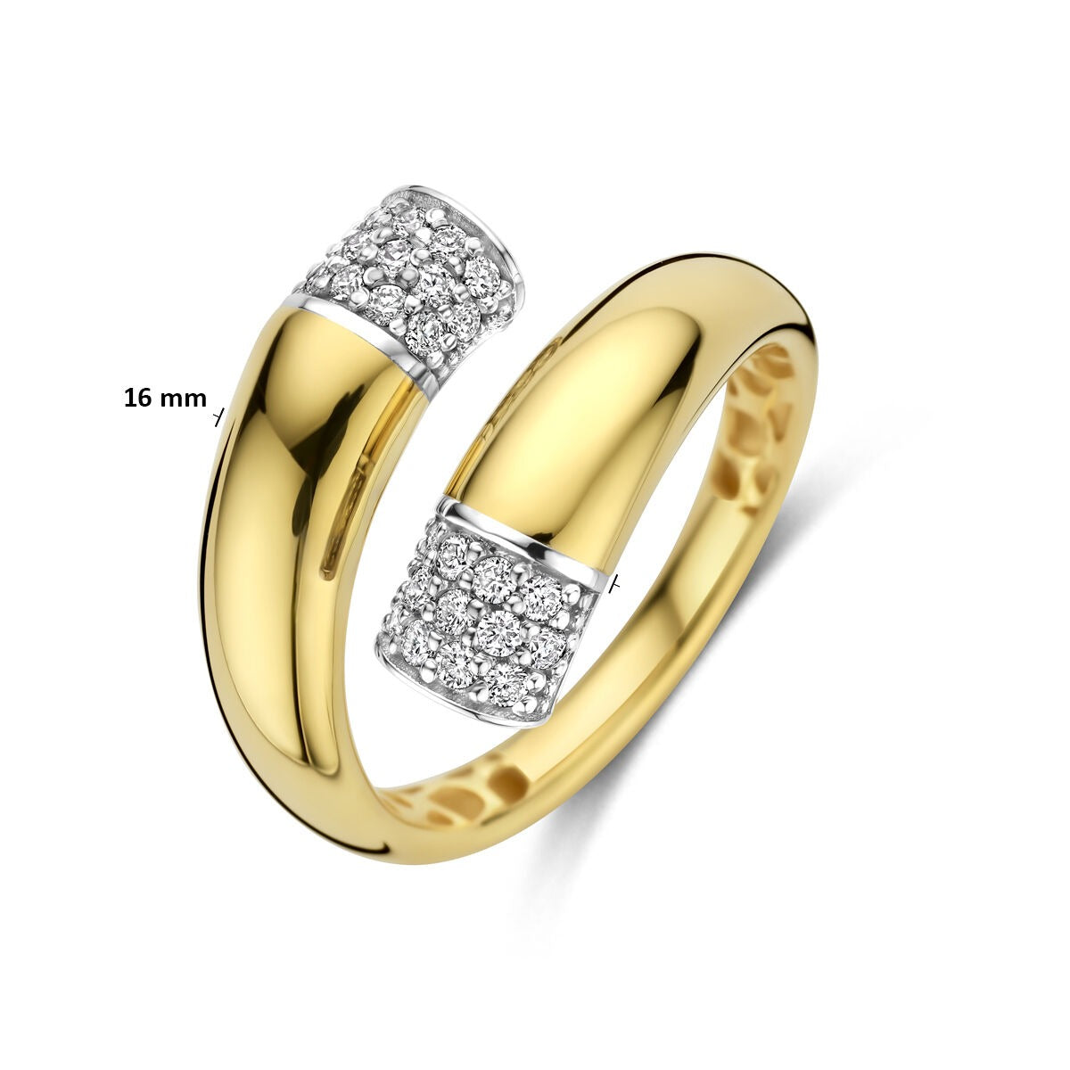 Anello da donna bicolore in oro 14k con diamante – larghezza 16 mm