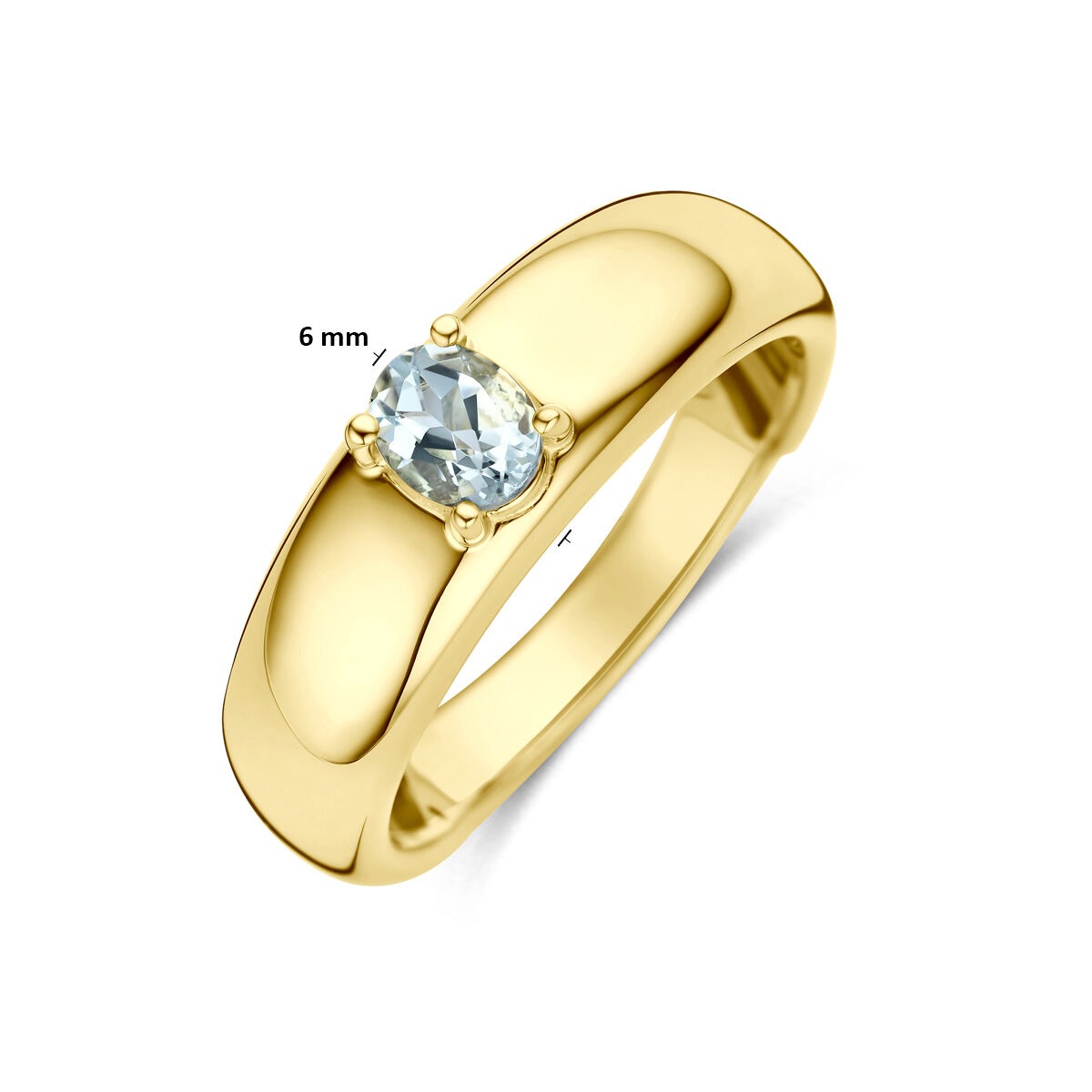 Anello in oro giallo 14k con acquamarina
