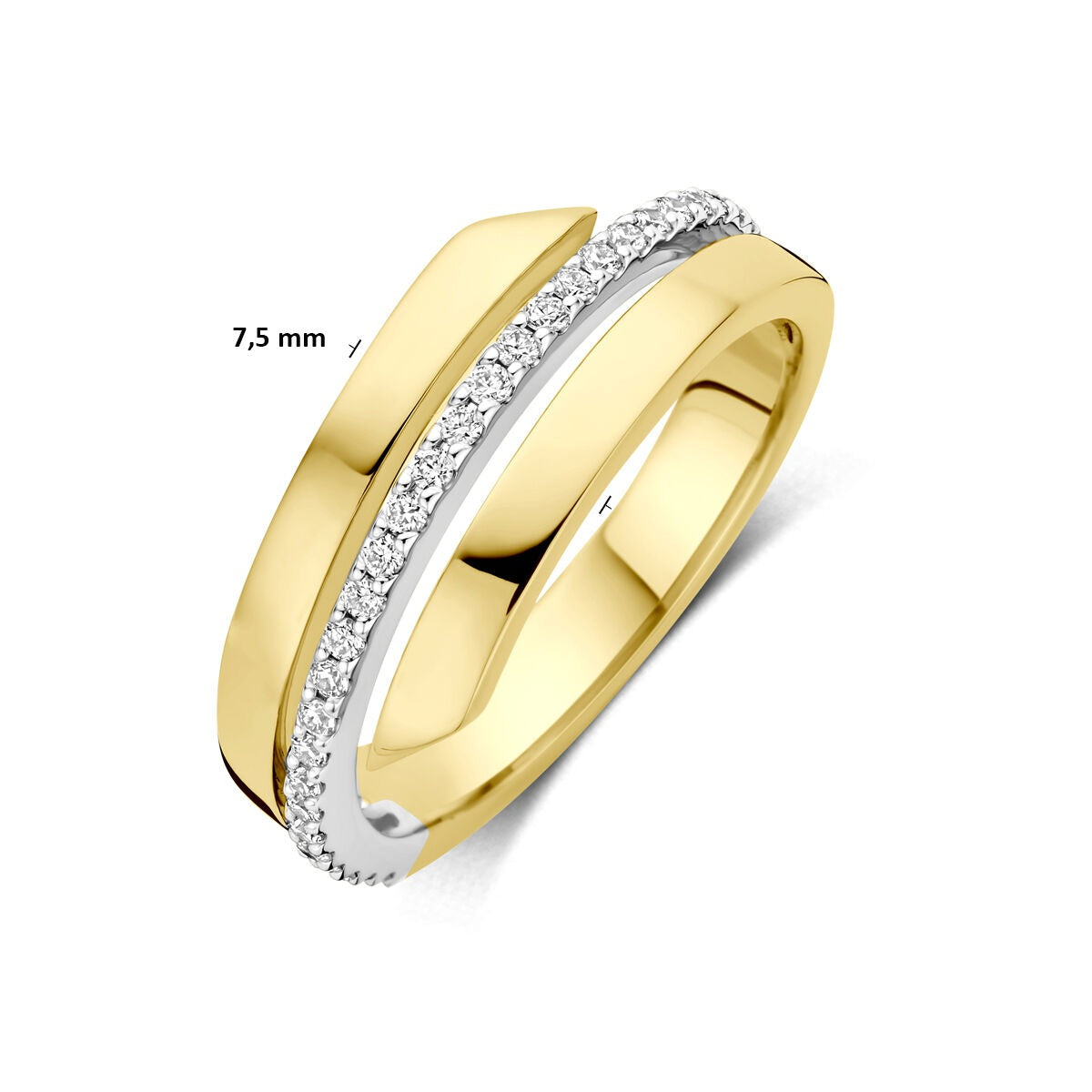 Anello in oro bicolore 14k con diamante 0.21ct