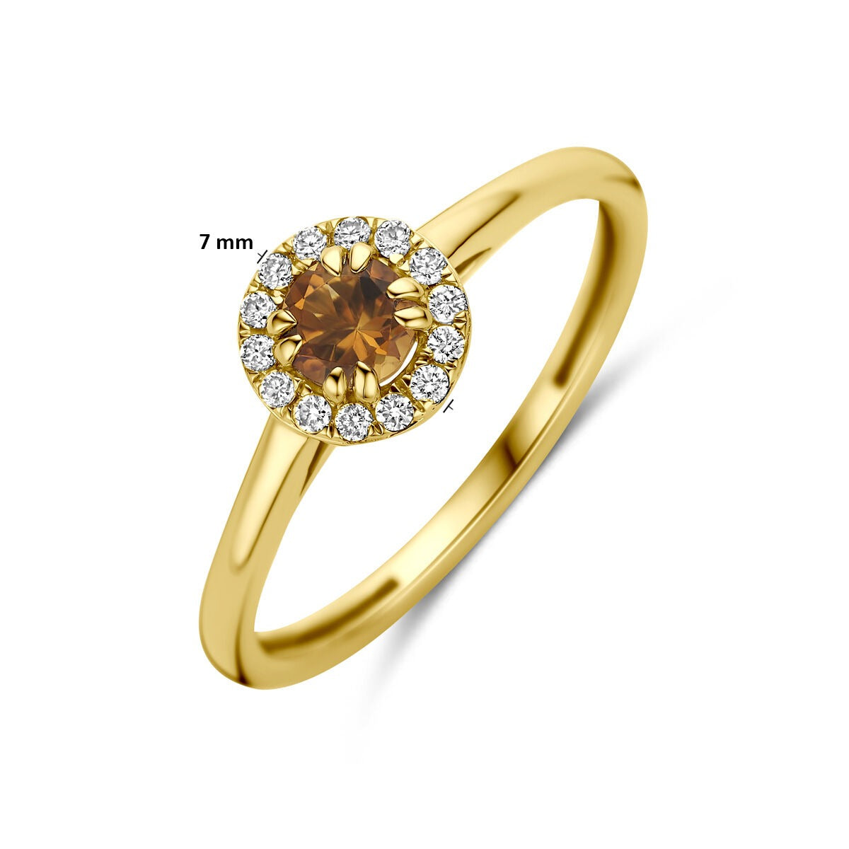 Anello in oro giallo 14k con citrino e diamante lab grown