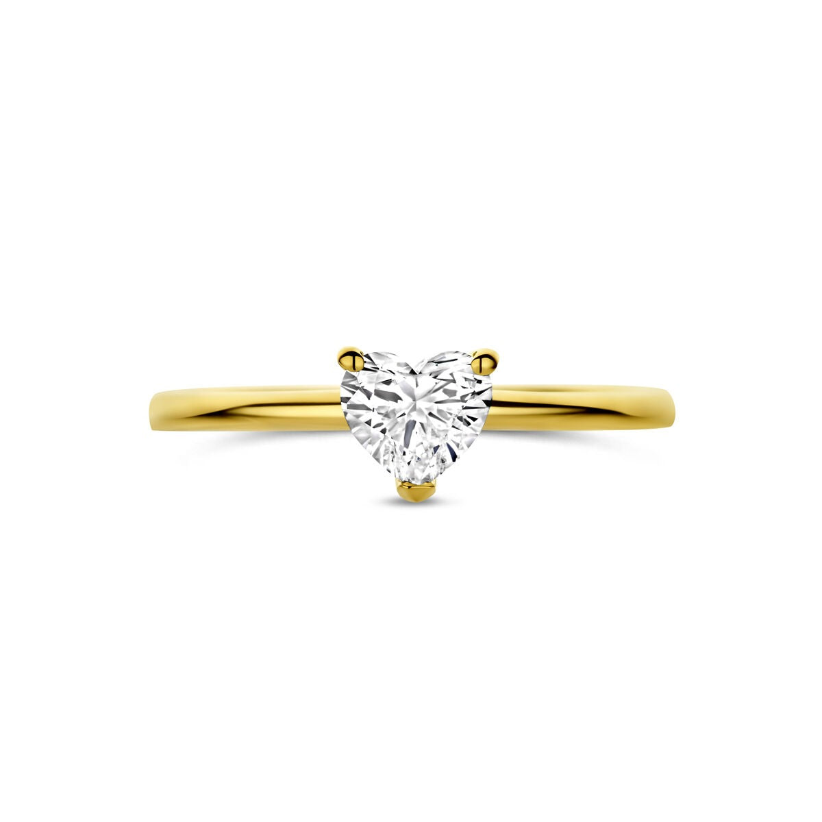 Anello in Oro Giallo 14k con Diamante Coltivato in Laboratorio a Forma di Cuore 0.50ct