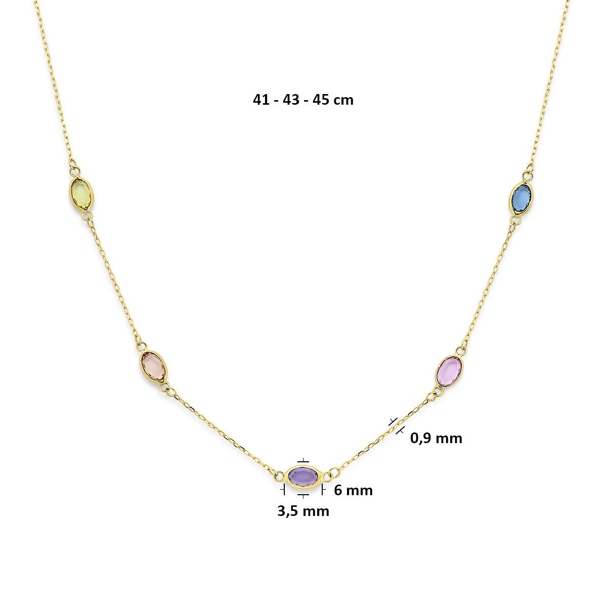 Collier in Oro Giallo 14k con Pietre Sintetiche