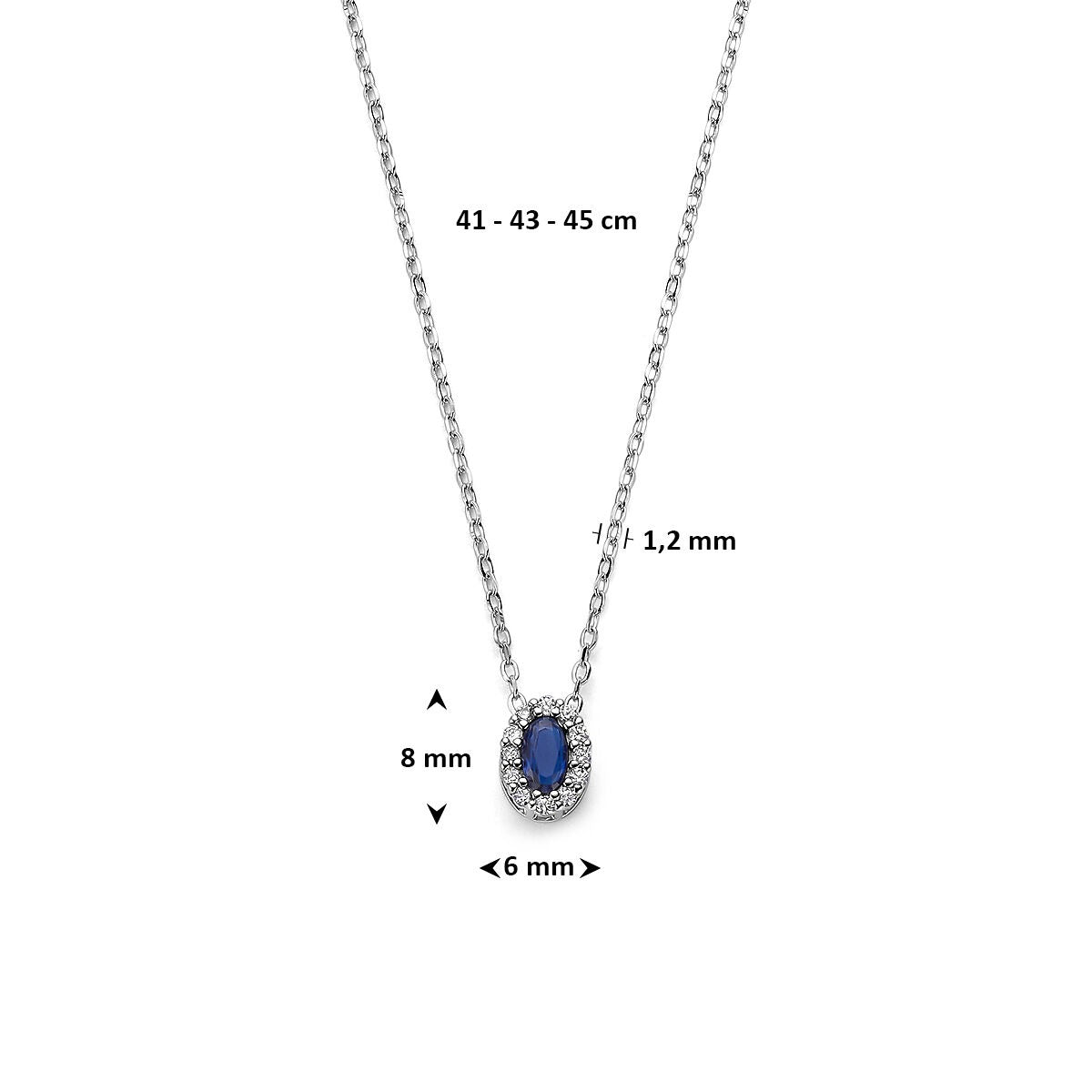 Collana in argento con zaffiro e zirconi – argento 925 rodiato