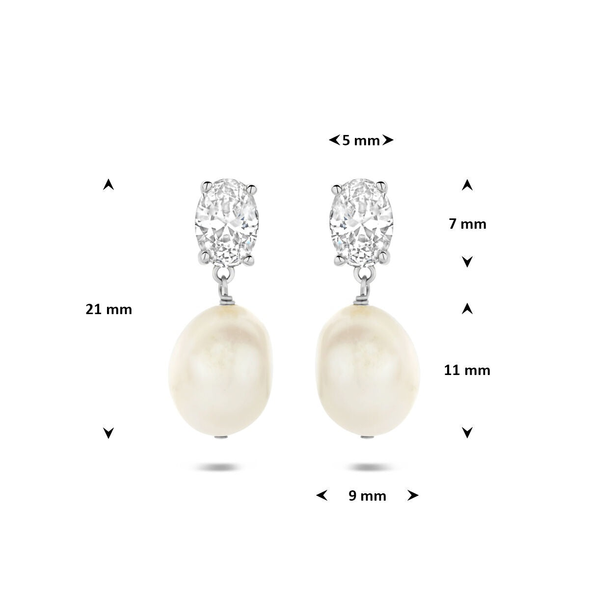 Orecchini pendenti in argento 925 con perla e zircone