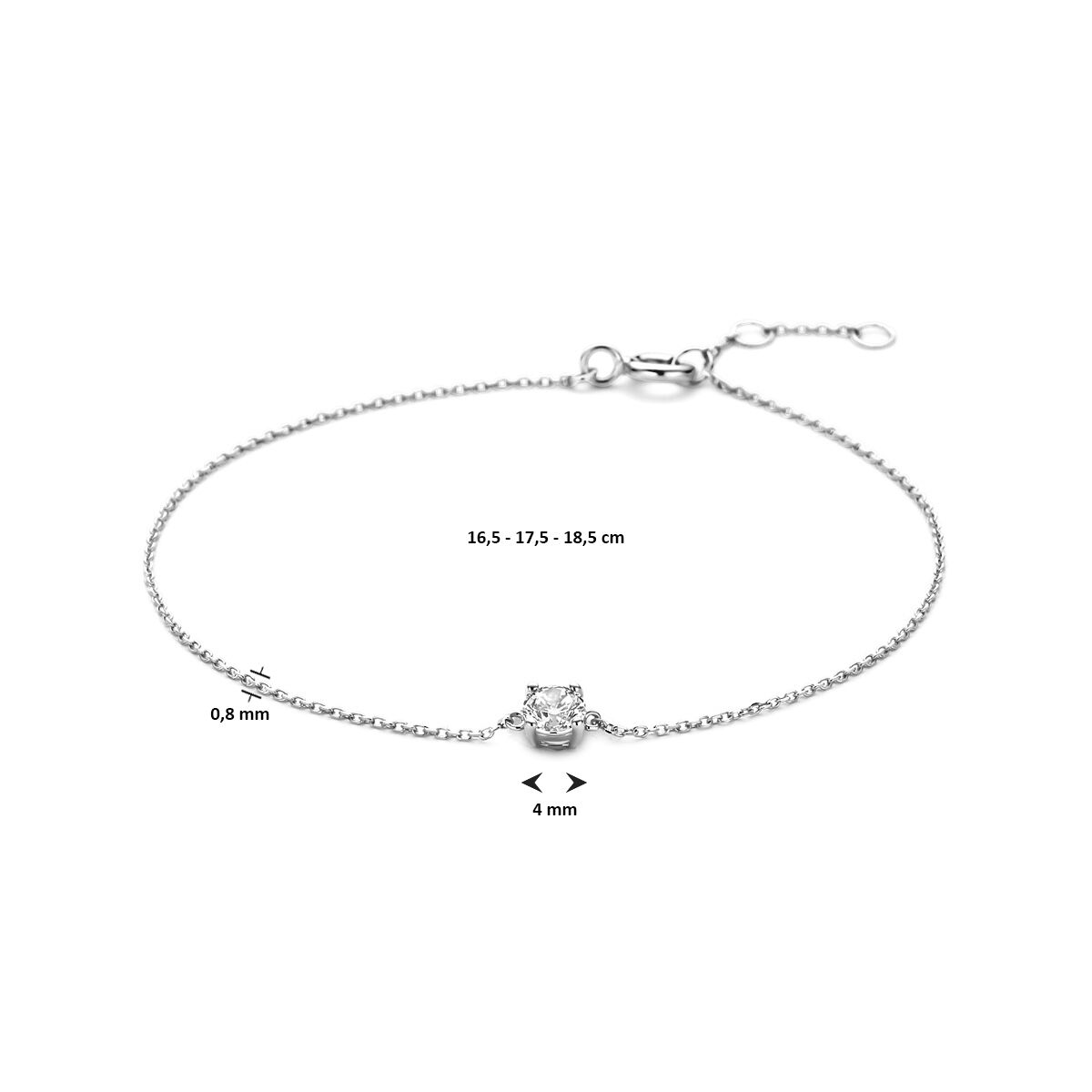 Bracciale in oro bianco 14k con zircone – maglia ad ancora