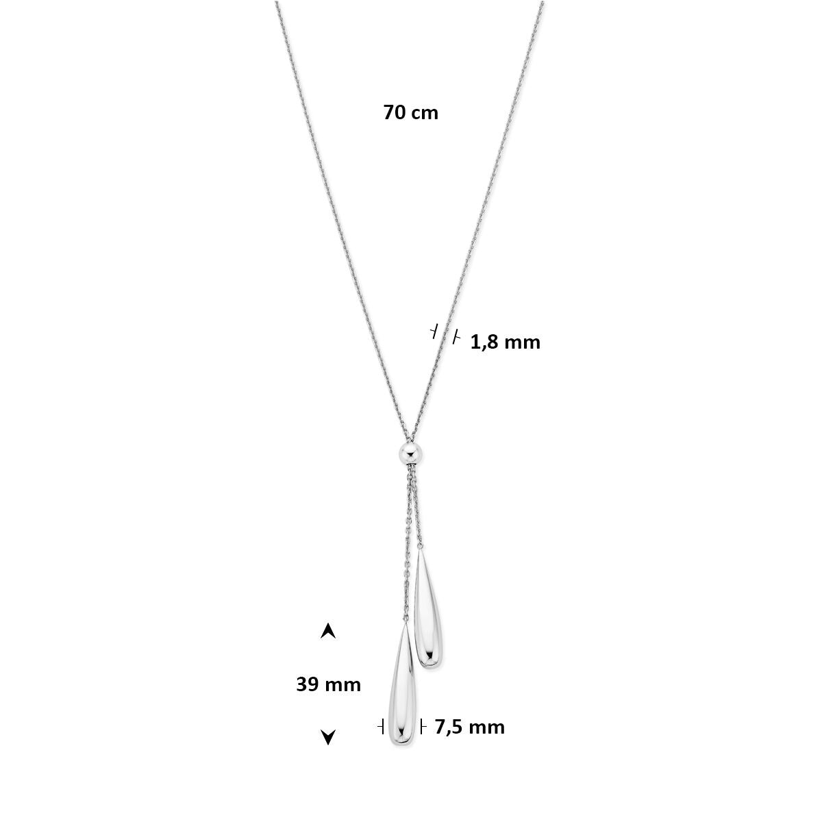 Collana a Y in argento 925 con ciondoli a goccia