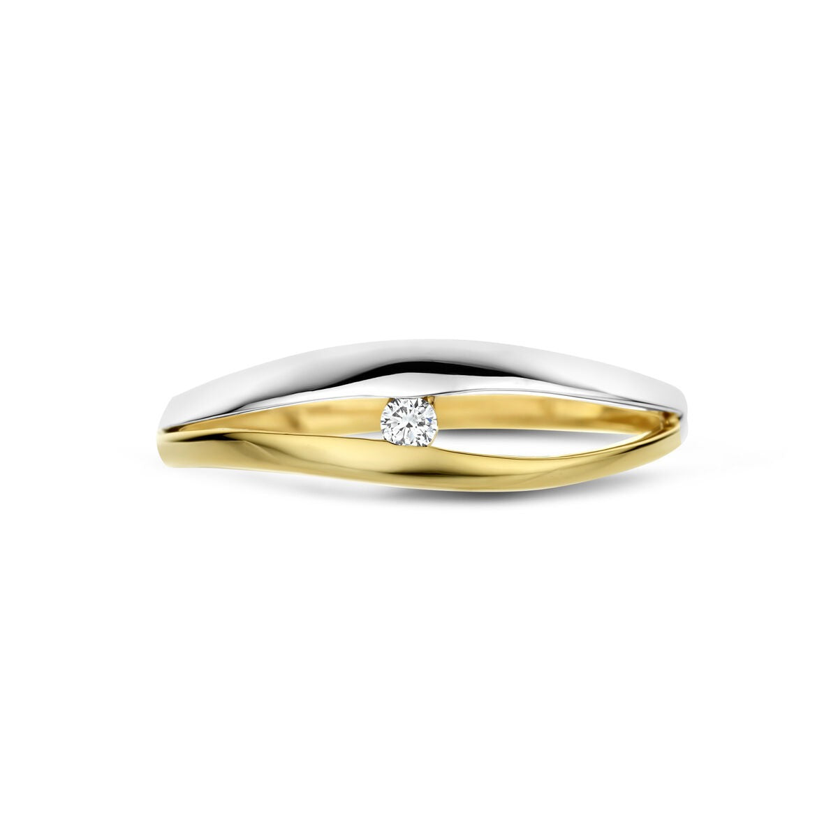 Anello da donna in oro bicolore 14k con diamante lab grown
