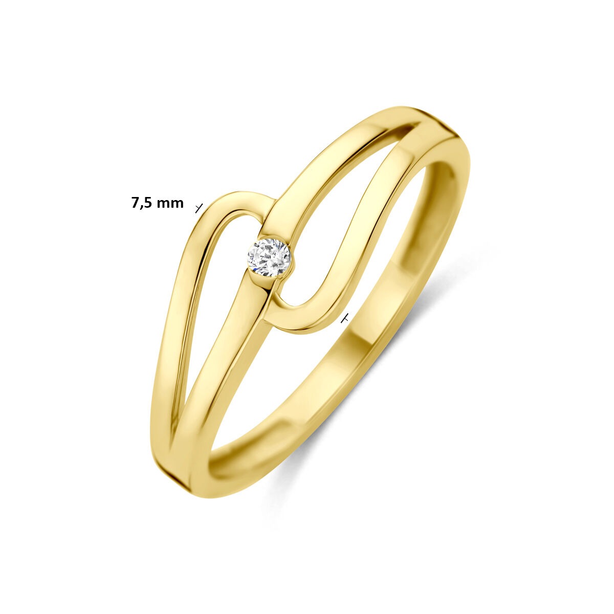 Anello in oro giallo 14k con zircone solitario