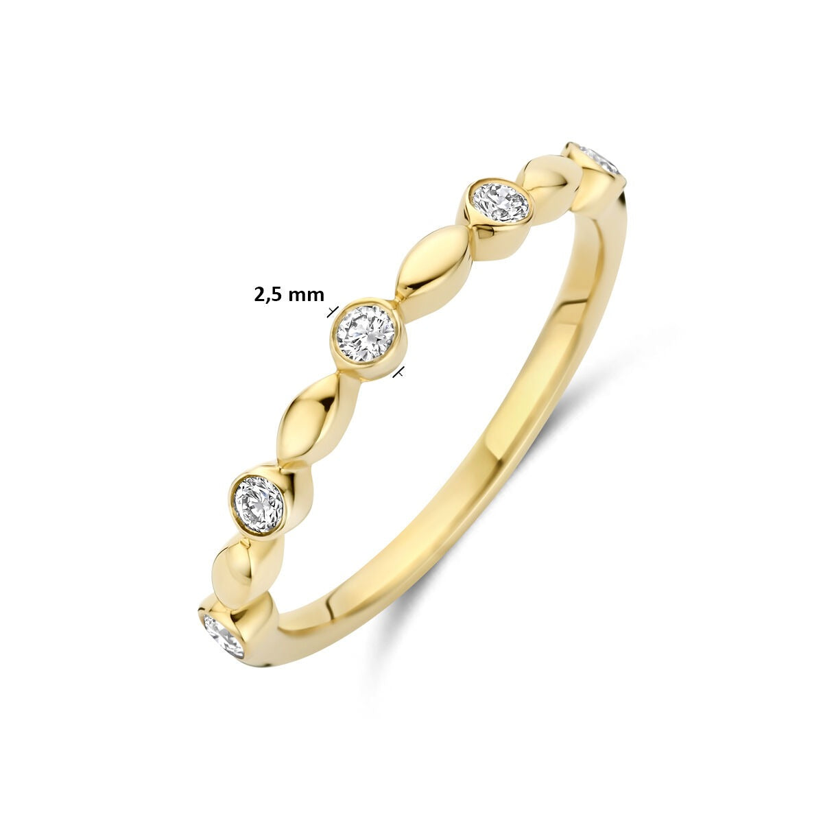 Anello in oro giallo 14k con diamante lab grown 0.13 ct
