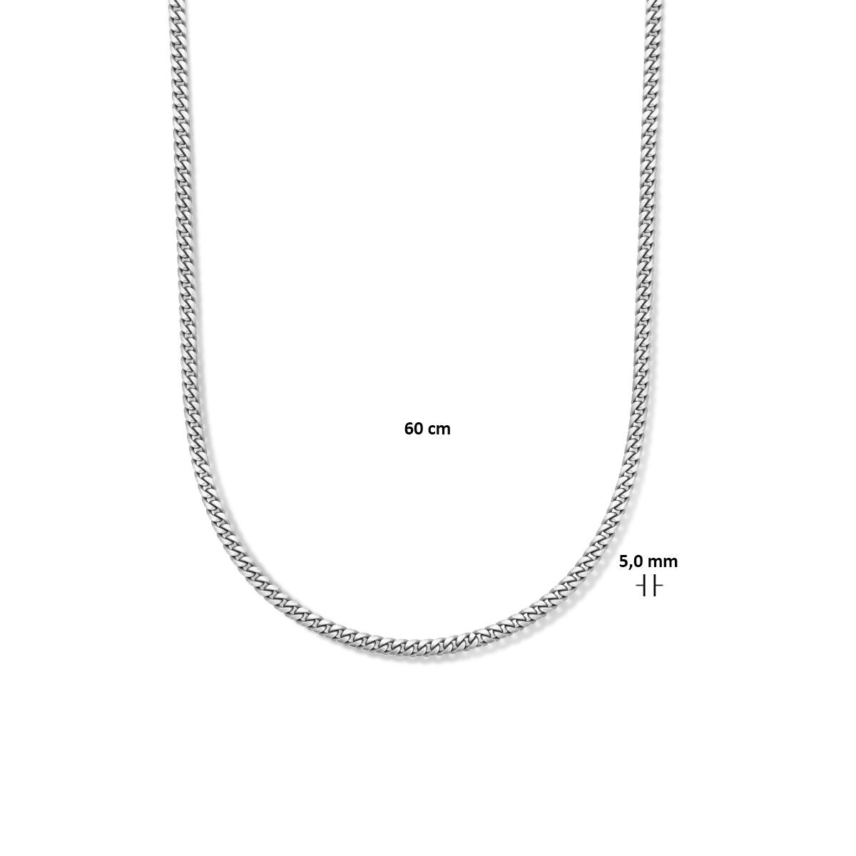 Collana da uomo in argento ossidato – gourmette sfaccettata 5mm