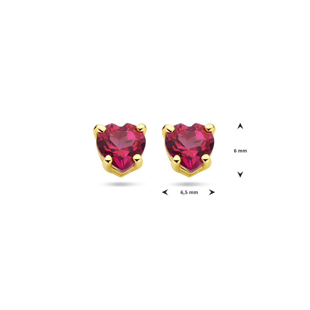 Orecchini a bottone in oro giallo 14K con topazio rosa a forma di cuore