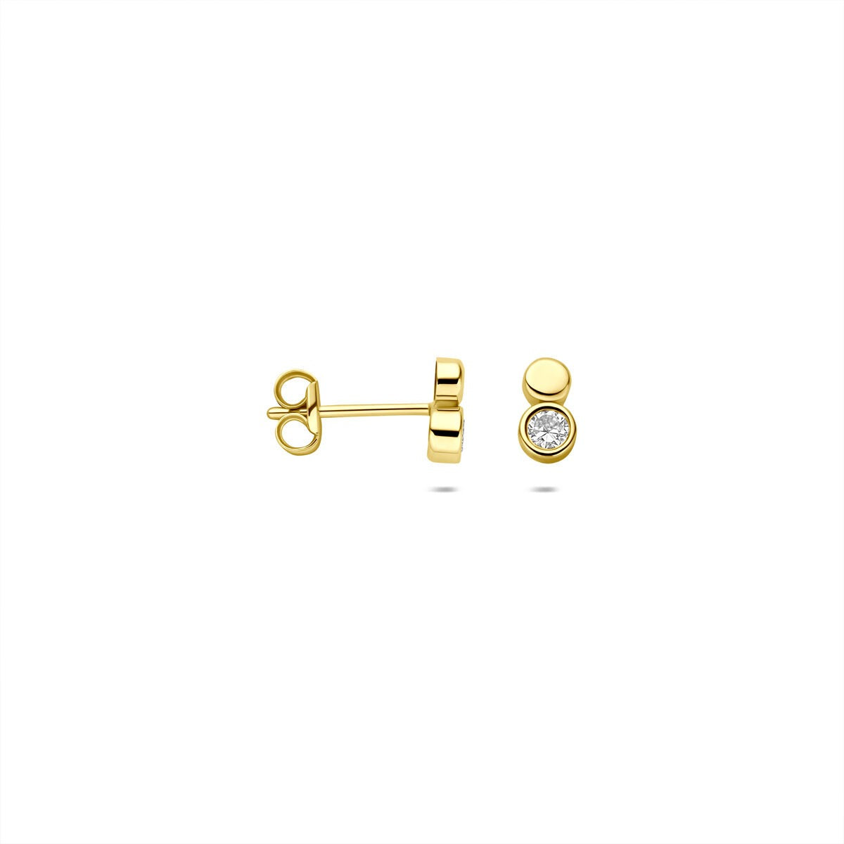 Orecchini a bottone 9k color oro con zirconia