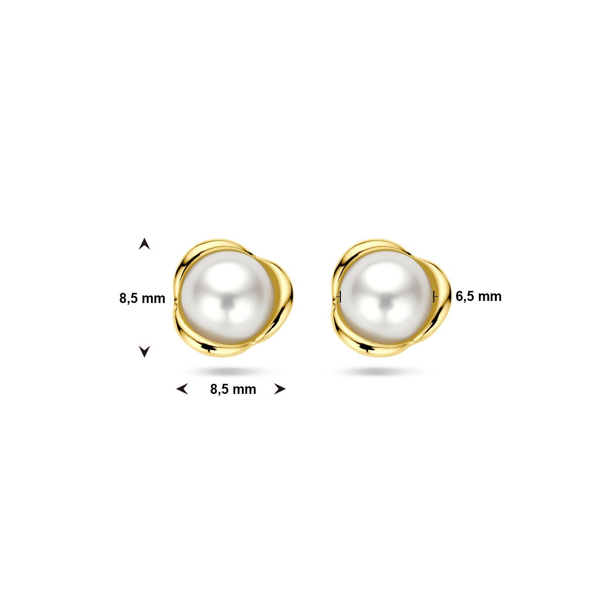 Orecchini a bottone in oro giallo 14k con perla d'acqua dolce