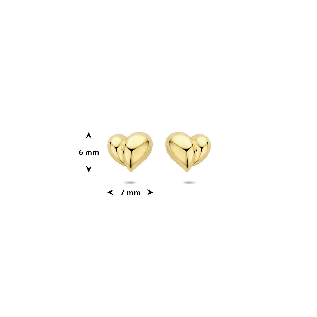 Orecchini a bottone a cuore in oro giallo 14k