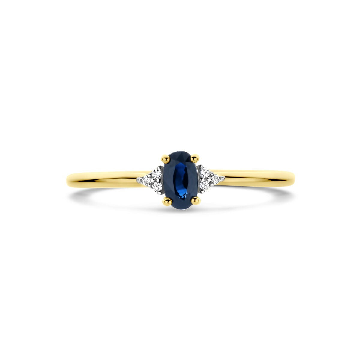 Anello in oro con zaffiro e diamante – 14k