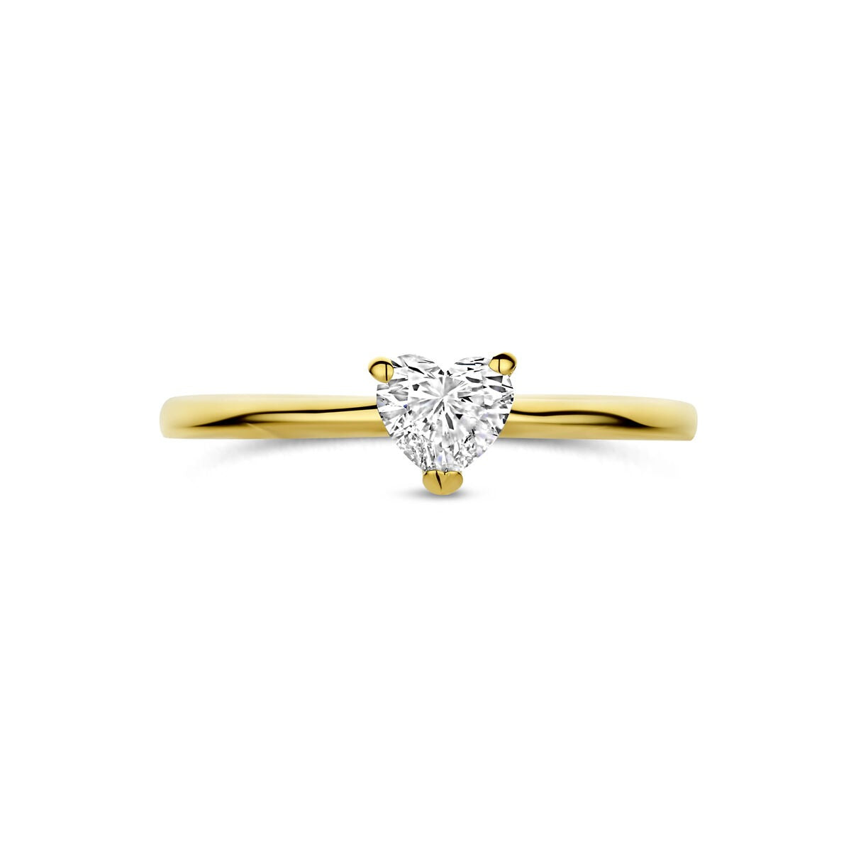 Anello in oro giallo 14k con diamante lab grown a cuore 0.30ct
