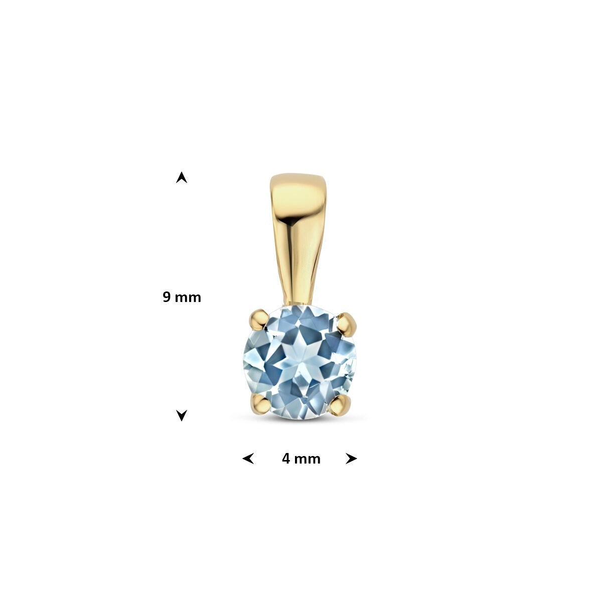 Ciondolo in oro giallo 14k con topazio blu