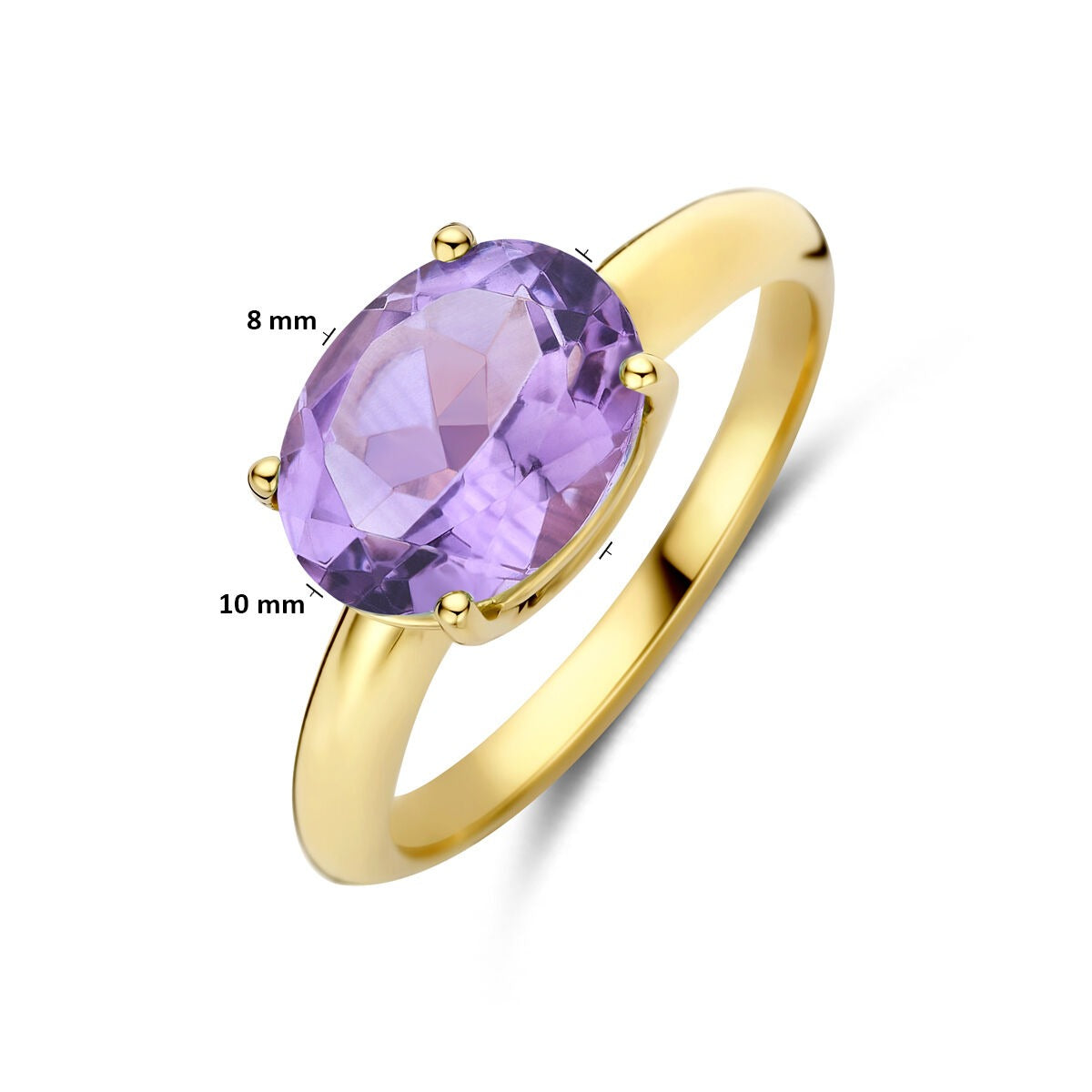 Anello in oro giallo 14k con ametista