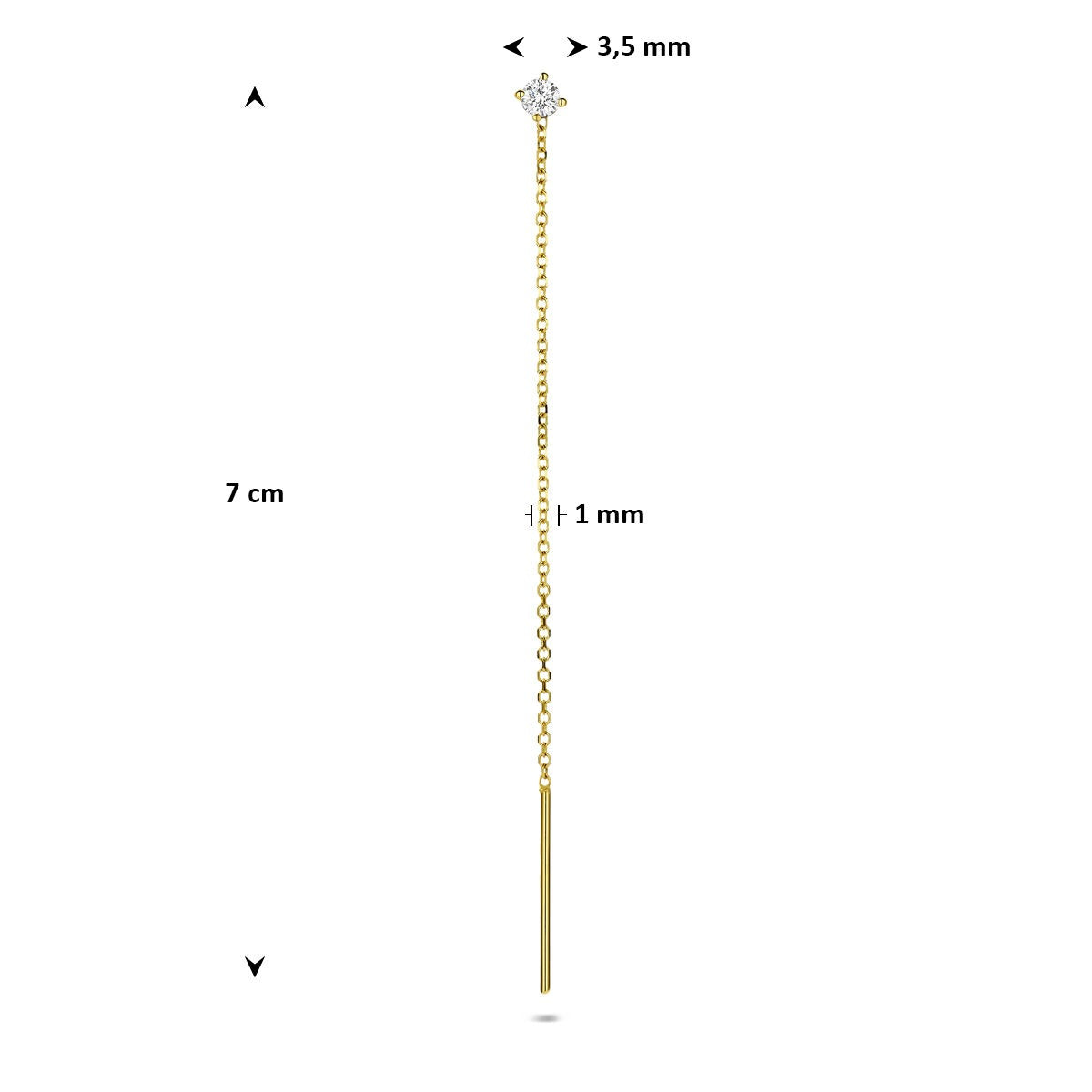 Orecchino a catenella passante in oro giallo 14k con diamante lab grown – venduto singolarmente