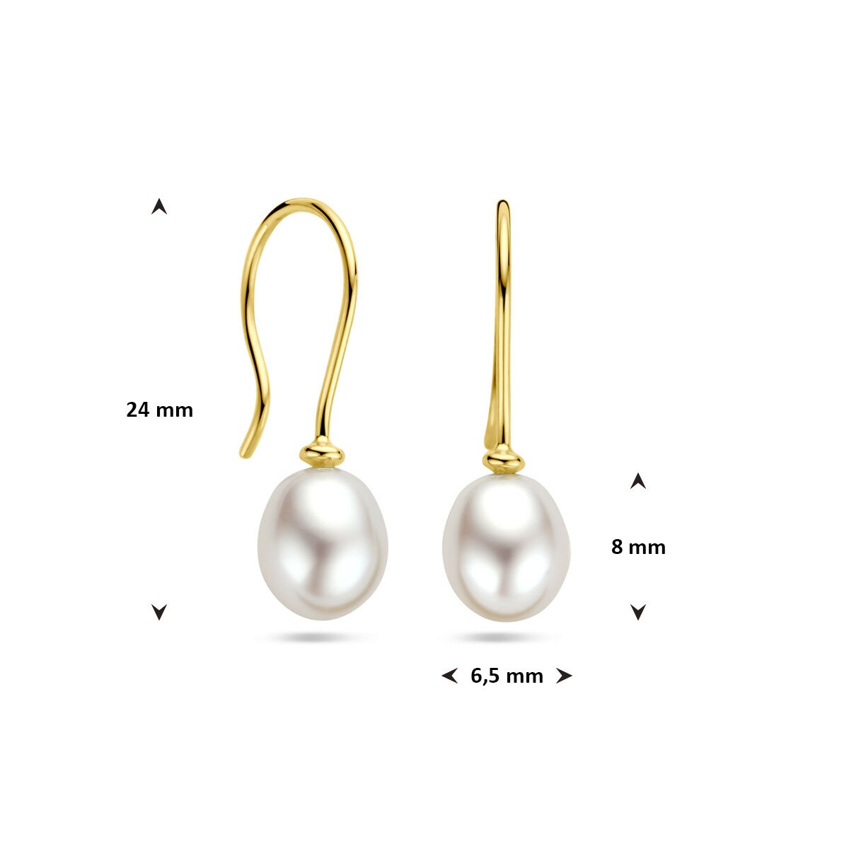 Orecchini pendenti in oro giallo 9k con perla d'acqua dolce