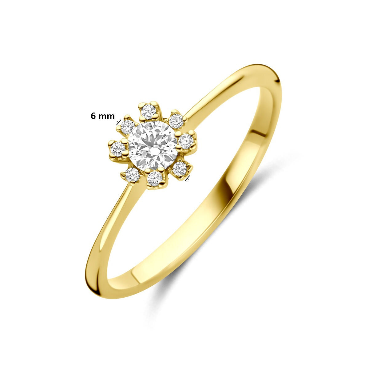 Anello da donna in oro giallo 14k con zirconia – elegante anello in stile entourage
