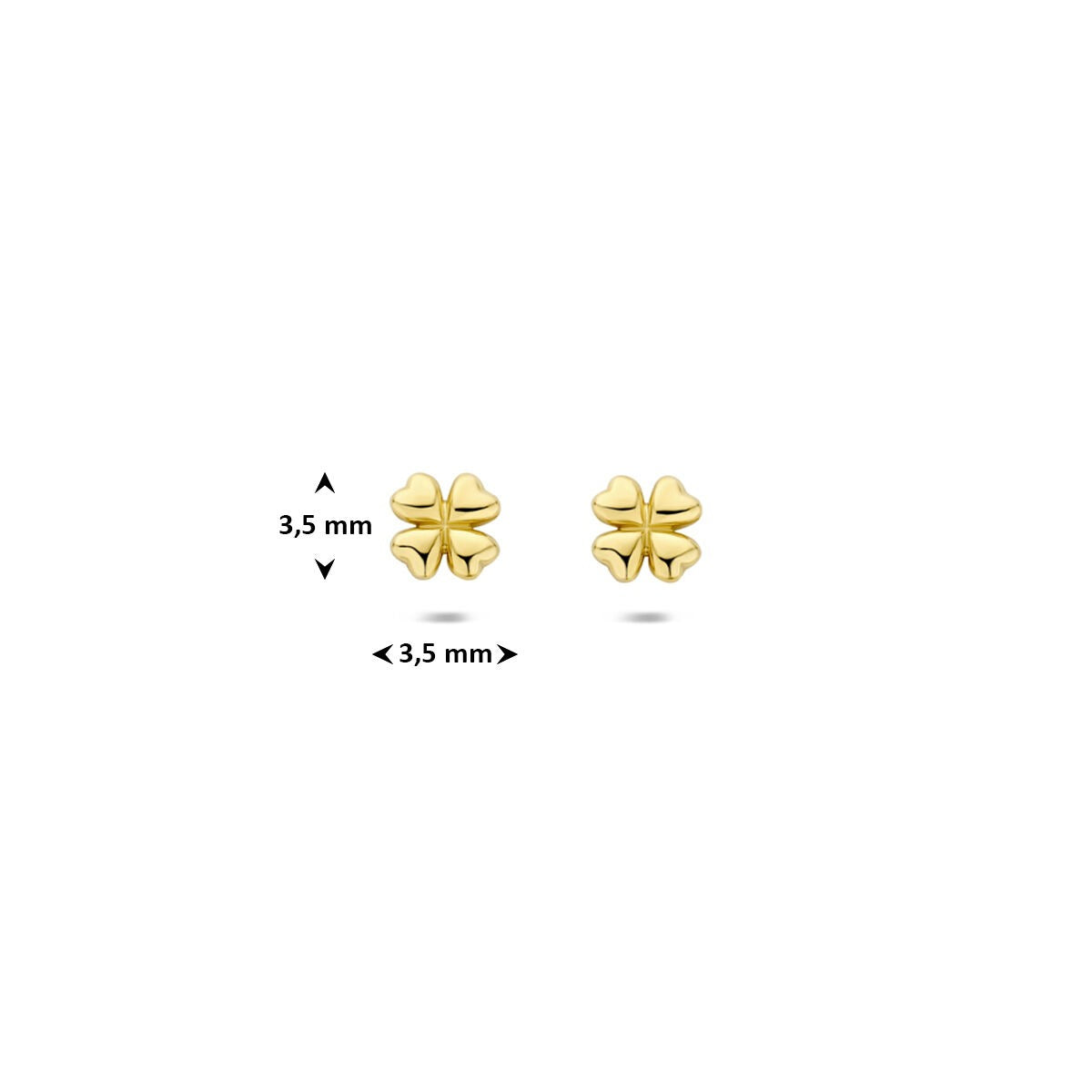 Orecchini a Bottone in Oro Giallo 14k Quadrifoglio