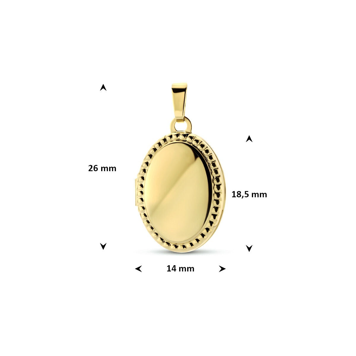 Medaglione ovale in oro giallo 9k