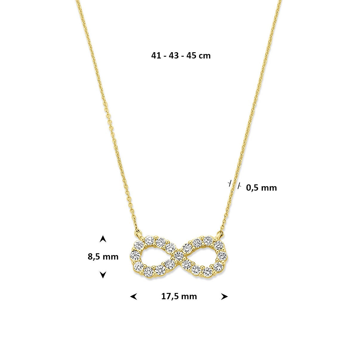 Collana in oro 14k con ciondolo infinity e diamante lab grown