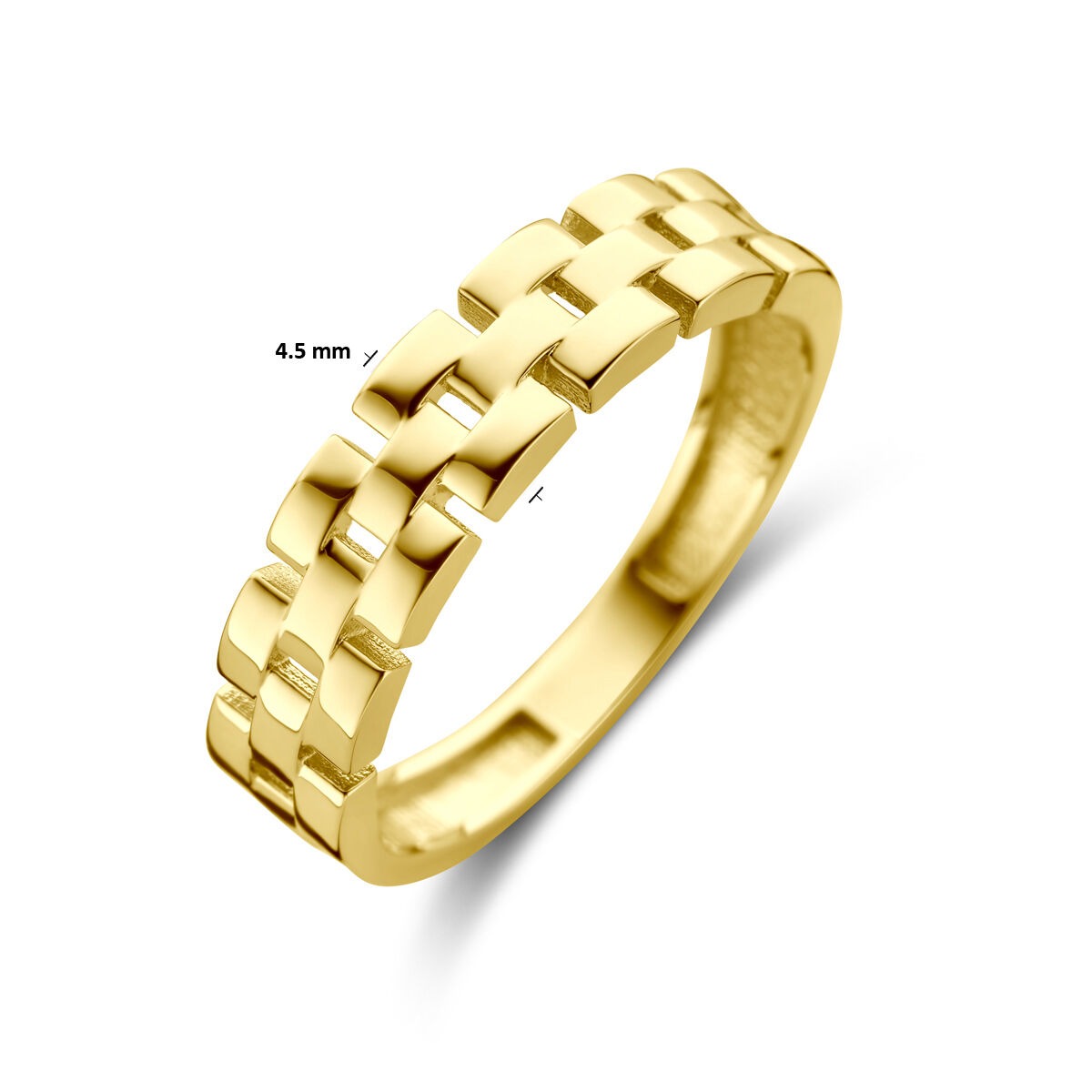anello da donna in oro 9k con motivo a maglia – oro giallo largo 4,5 mm