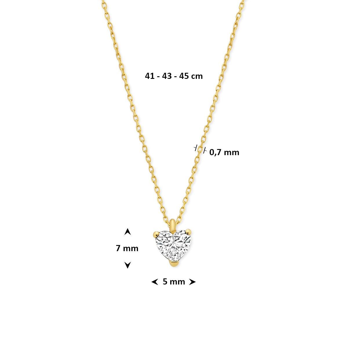 Collana in oro giallo 14k con diamante lab grown a forma di cuore 0.30ct