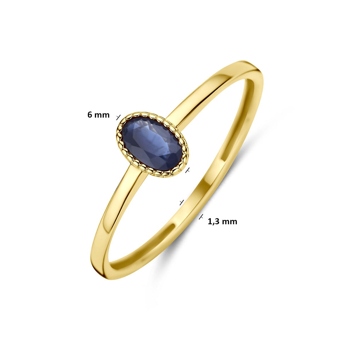 9k Geelgouden ring met saffier